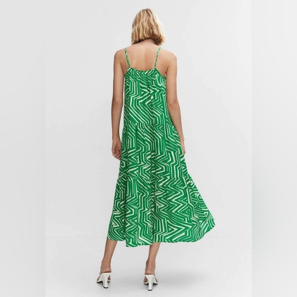 Mango Vibrant Green Geometric Midi Dress - Picture 6 of 9
